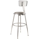 National Public Seating 6418HB Round Stool w/ Gray Vinyl Padded Back & Gray Vinyl Padded Seat, Gray thumbnail 5