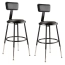 National Public Seating 6418HB-10 Round Stool w/ Black Vinyl Padded Back & Black Vinyl Padded Seat, Black thumbnail 2