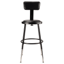 National Public Seating 6418HB-10 Round Stool w/ Black Vinyl Padded Back & Black Vinyl Padded Seat, Black thumbnail 3