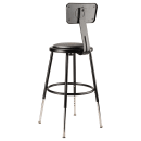 National Public Seating 6418HB-10 Round Stool w/ Black Vinyl Padded Back & Black Vinyl Padded Seat, Black thumbnail 5