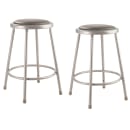 National Public Seating 6424 Round Backless Stool w/ Gray Vinyl Padded Seat, Gray thumbnail 2
