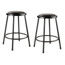 National Public Seating 6424-10 Round Backless Stool w/ Black Vinyl Padded Seat, Black thumbnail 2