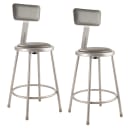 National Public Seating 6424B Round Stool w/ Gray Vinyl Padded Back & Gray Vinyl Padded Seat, Gray thumbnail 2