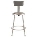 National Public Seating 6424B Round Stool w/ Gray Vinyl Padded Back & Gray Vinyl Padded Seat, Gray thumbnail 3