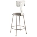 National Public Seating 6424B Round Stool w/ Gray Vinyl Padded Back & Gray Vinyl Padded Seat, Gray thumbnail 5