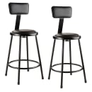National Public Seating 6424B-10 Round Stool w/ Black Vinyl Padded Back & Black Vinyl Padded Seat, Black thumbnail 2