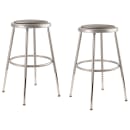 National Public Seating 6424H Round Backless Stool w/ Gray Vinyl Padded Seat, Gray thumbnail 2