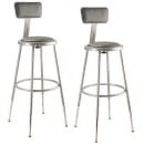 National Public Seating 6424HB Round Stool w/ Gray Vinyl Padded Back & Gray Vinyl Padded Seat, Gray thumbnail 2