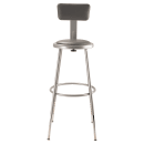 National Public Seating 6424HB Round Stool w/ Gray Vinyl Padded Back & Gray Vinyl Padded Seat, Gray thumbnail 3