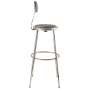 National Public Seating 6424HB Round Stool w/ Gray Vinyl Padded Back & Gray Vinyl Padded Seat, Gray thumbnail 4