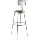 National Public Seating 6424HB Round Stool w/ Gray Vinyl Padded Back & Gray Vinyl Padded Seat, Gray thumbnail 5