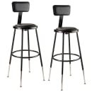 National Public Seating 6424HB-10 Round Stool w/ Black Vinyl Padded Back & Black Vinyl Padded Seat, Black thumbnail 2