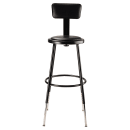 National Public Seating 6424HB-10 Round Stool w/ Black Vinyl Padded Back & Black Vinyl Padded Seat, Black thumbnail 3