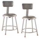 National Public Seating 6430B Round Stool w/ Gray Vinyl Padded Back & Gray Vinyl Padded Seat, Gray thumbnail 2