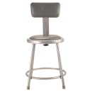 National Public Seating 6430B Round Stool w/ Gray Vinyl Padded Back & Gray Vinyl Padded Seat, Gray thumbnail 3