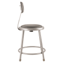 National Public Seating 6430B Round Stool w/ Gray Vinyl Padded Back & Gray Vinyl Padded Seat, Gray thumbnail 4