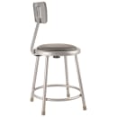 National Public Seating 6430B Round Stool w/ Gray Vinyl Padded Back & Gray Vinyl Padded Seat, Gray thumbnail 5