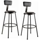 National Public Seating 6430B-10 Round Stool w/ Black Vinyl Padded Back & Black Vinyl Padded Seat, Black thumbnail 2