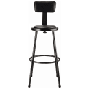 National Public Seating 6430B-10 Round Stool w/ Black Vinyl Padded Back & Black Vinyl Padded Seat, Black thumbnail 3