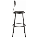National Public Seating 6430B-10 Round Stool w/ Black Vinyl Padded Back & Black Vinyl Padded Seat, Black thumbnail 4
