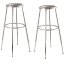 National Public Seating 6430H Round Backless Stool w/ Gray Vinyl Padded Seat, Gray thumbnail 2