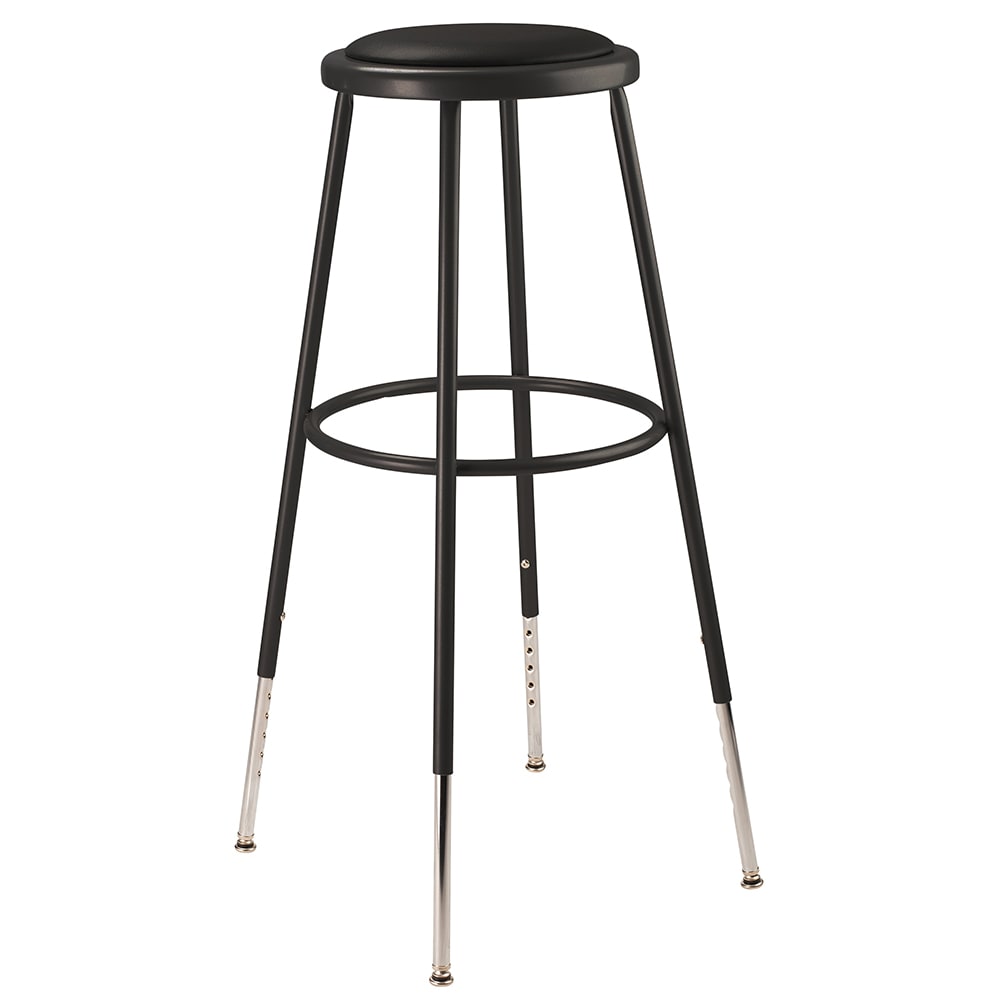 National Public Seating 6430H-10 Round Backless Stool w/ Black Vinyl Padded Seat, Black