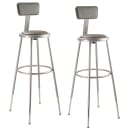 National Public Seating 6430HB Round Stool w/ Gray Vinyl Padded Back & Gray Vinyl Padded Seat, Gray thumbnail 2