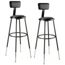 National Public Seating 6430HB-10 Round Stool w/ Black Vinyl Padded Back & Black Vinyl Padded Seat, Black thumbnail 2