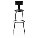 National Public Seating 6430HB-10 Round Stool w/ Black Vinyl Padded Back & Black Vinyl Padded Seat, Black thumbnail 3