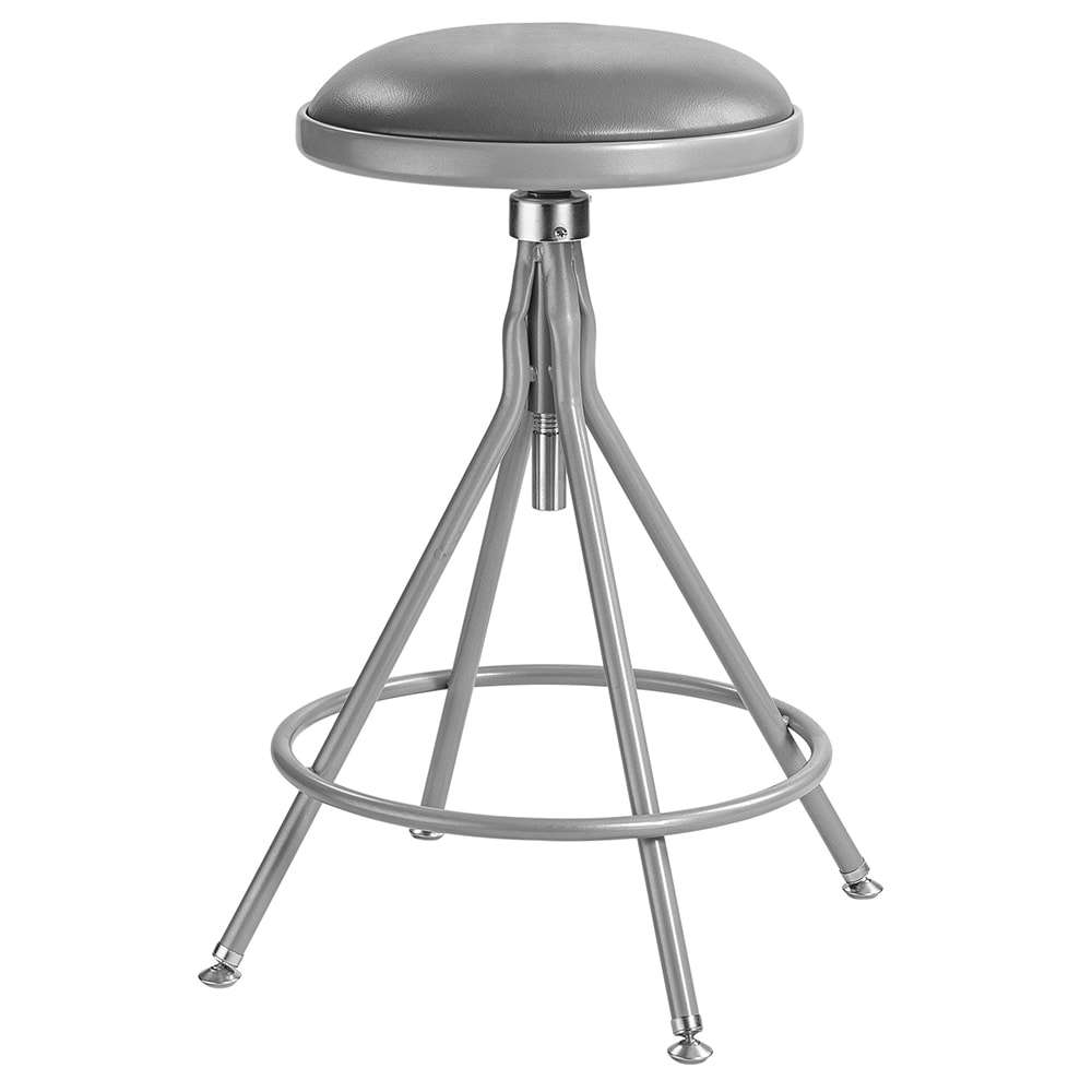 National Public Seating 6524H Round Backless Swivel Stool w/ Gray Vinyl Padded Seat, Gray