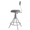 National Public Seating 6524HB Round Swivel Stool w/ Gray Vinyl Padded Back & Gray Vinyl Padded Seat, Gray thumbnail 3