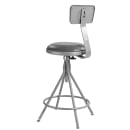 National Public Seating 6524HB Round Swivel Stool w/ Gray Vinyl Padded Back & Gray Vinyl Padded Seat, Gray thumbnail 4