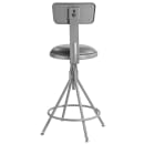 National Public Seating 6524HB Round Swivel Stool w/ Gray Vinyl Padded Back & Gray Vinyl Padded Seat, Gray thumbnail 5