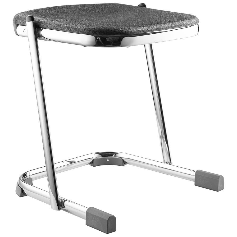National Public Seating 6618 Backless Elephant Z Stool w/ Black Plastic Seat, Chrome