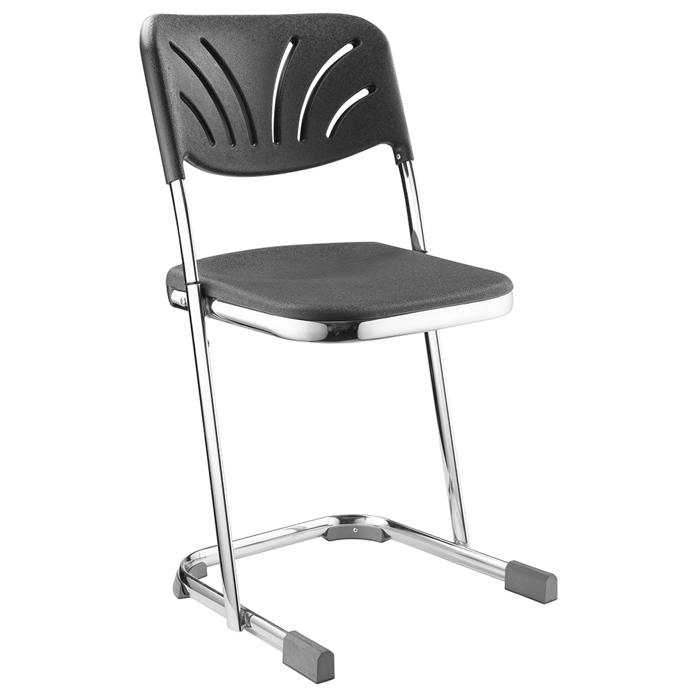 National Public Seating 6618B Elephant Z Stool w/ Black Plastic Back & Black Plastic Seat,  Chrome