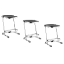 National Public Seating 6622 Backless Elephant Z Stool w/ Black Plastic Seat, Chrome thumbnail 2