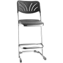 National Public Seating 6624B Elephant Z Stool w/ Black Plastic Back & Black Plastic Seat,  Chrome thumbnail 3
