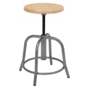 National Public Seating 6800W-02 Round Backless Swivel Stool w/ Wood Seat, Gray thumbnail 2