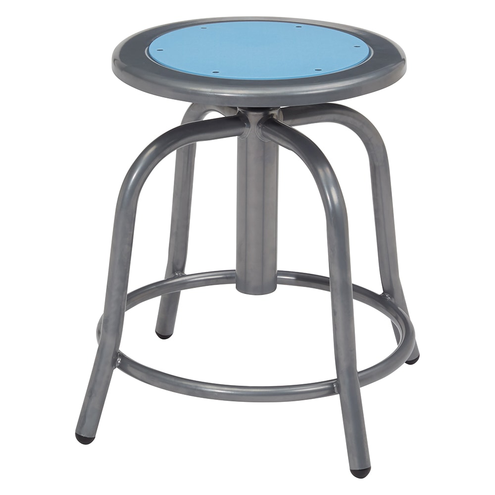 National Public Seating 6805-02 Round Backless Swivel Stool w/ Blueberry Steel Seat, Gray