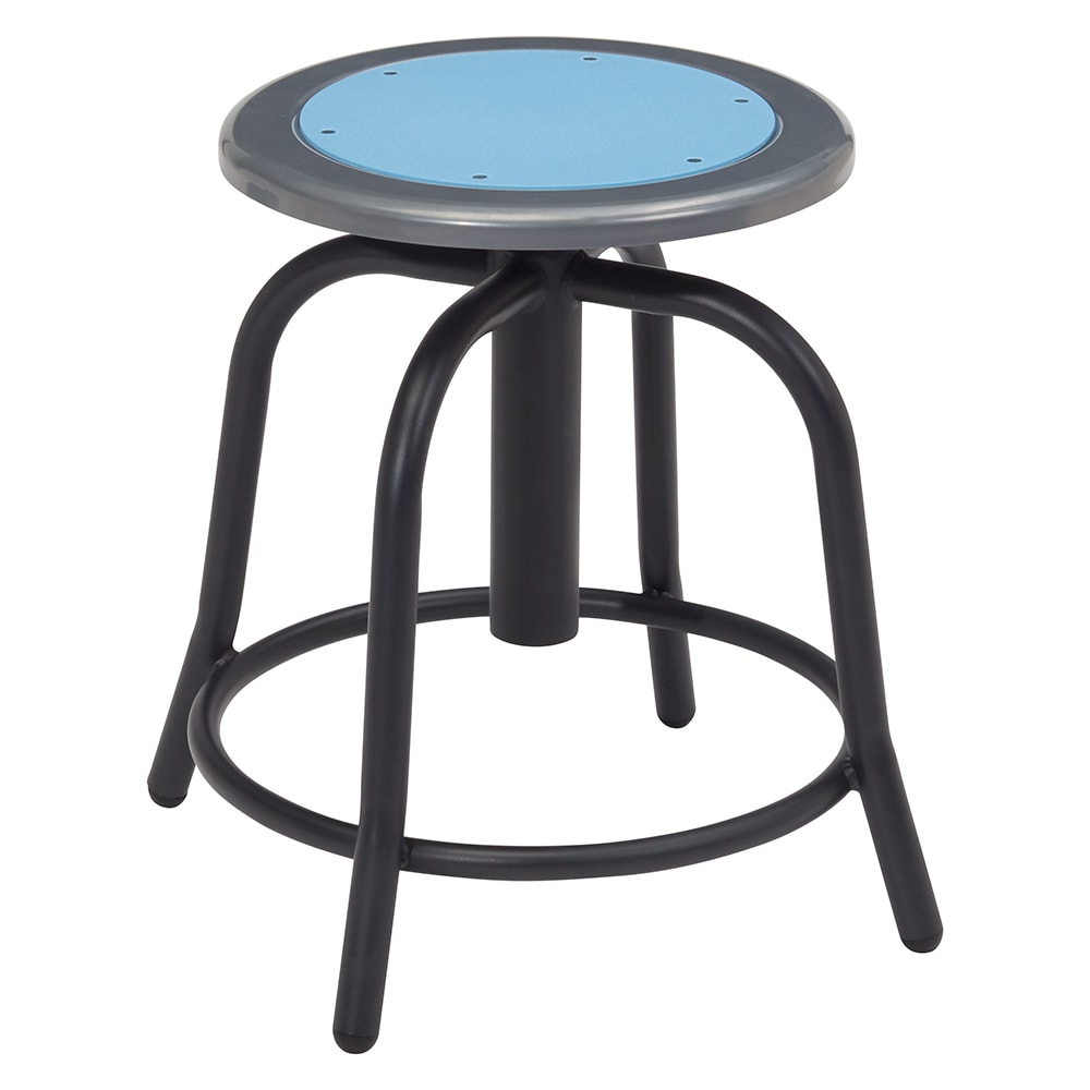 National Public Seating 6805-10 Round Backless Swivel Stool w/ Blueberry Steel Seat, Black