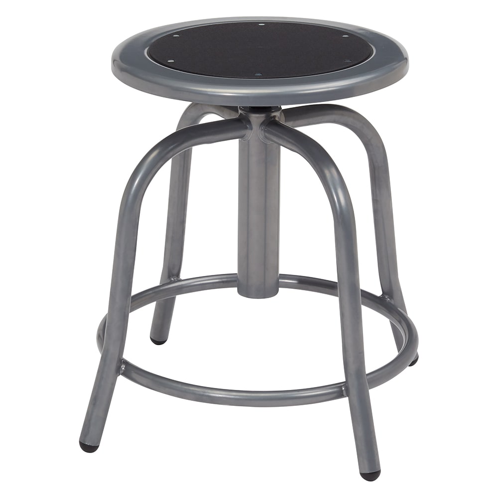 National Public Seating 6810-02 Round Backless Swivel Stool w/ Black Steel Seat, Gray