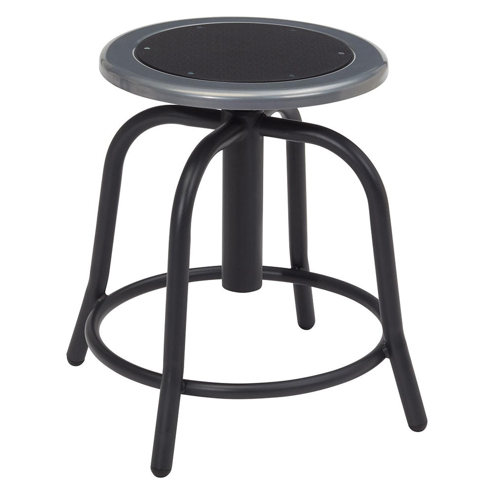 National Public Seating 6810-10 Round Backless Swivel Stool w/ Black Steel Seat, Black