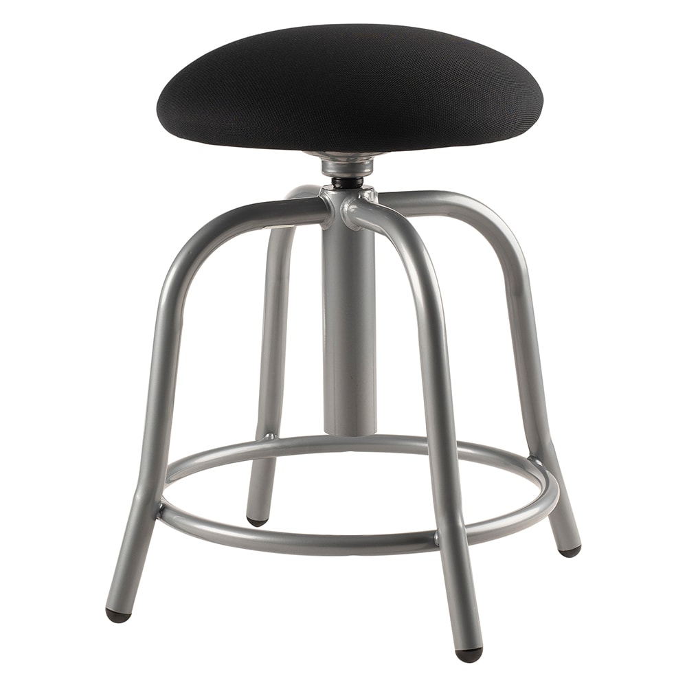 National Public Seating 6810S-02 Round Backless Swivel Stool w/ Black Fabric Cushion Seat, Gray
