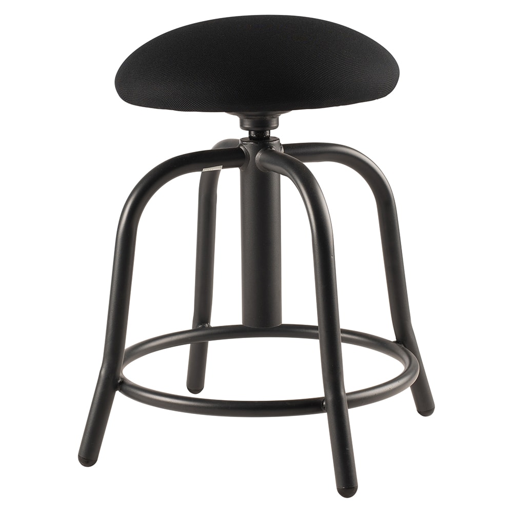National Public Seating 6810S-10 Round Backless Swivel Stool w/ Black Fabric Cushion Seat, Black