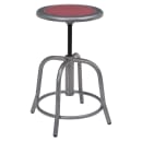 National Public Seating 6818-02 Round Backless Swivel Stool w/ Burgundy Steel Seat, Gray thumbnail 2