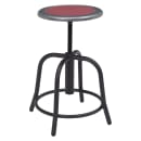National Public Seating 6818-10 Round Backless Swivel Stool w/ Burgundy Steel Seat, Black thumbnail 2