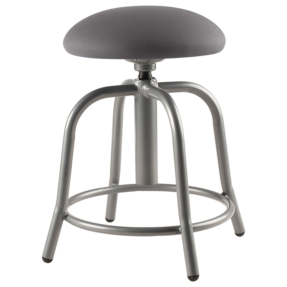 National Public Seating 6820S-02 Round Backless Swivel Stool w/ Charcoal Fabric Cushion Seat, Gray