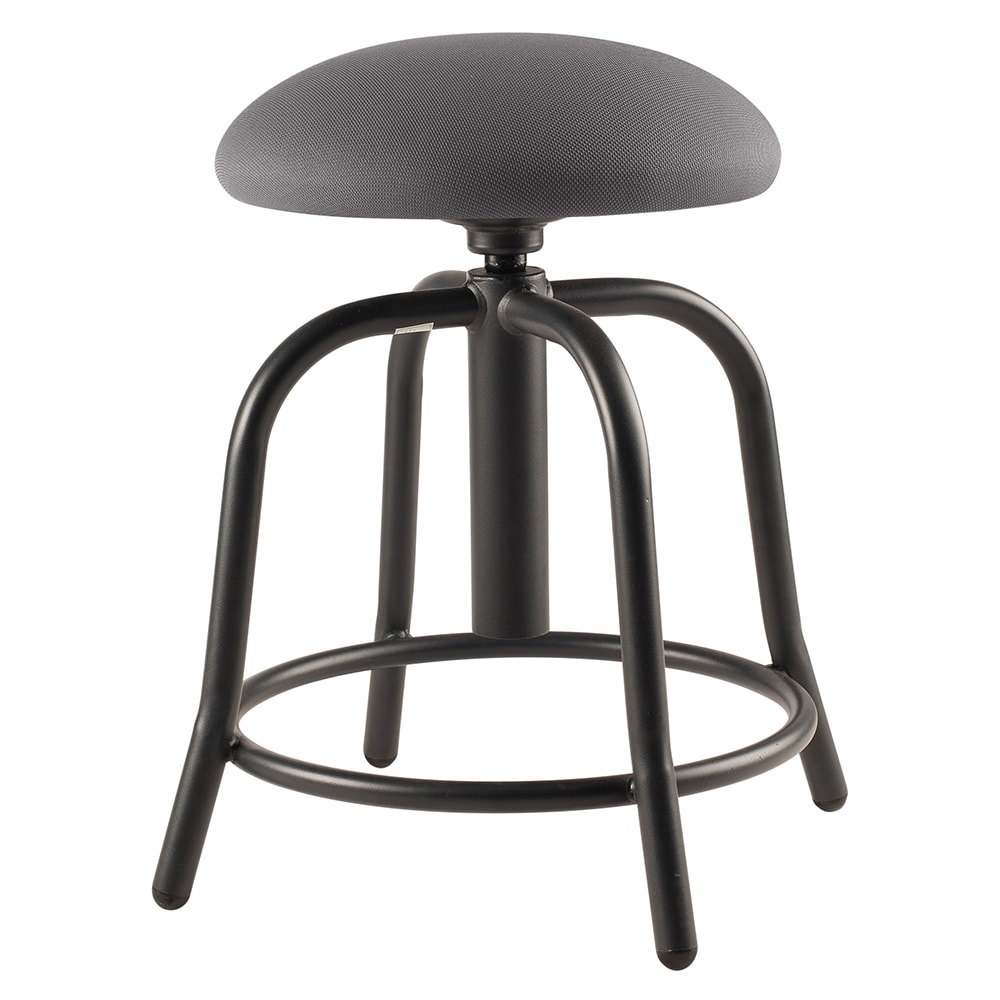 National Public Seating 6820S-10 Round Backless Swivel Stool w/ Charcoal Fabric Cushion Seat, Black