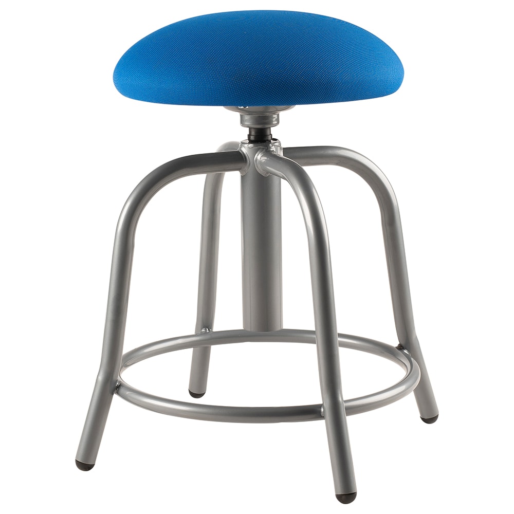 National Public Seating 6825S-02 Round Backless Swivel Stool w/ Cobalt Blue Fabric Seat, Gray