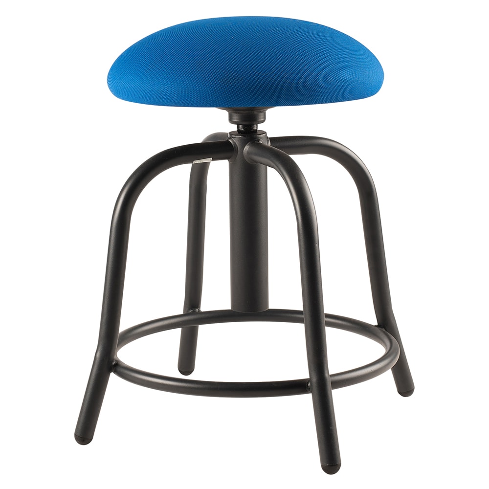 National Public Seating 6825S-10 Round Backless Swivel Stool w/ Cobalt Blue Fabric Seat, Black